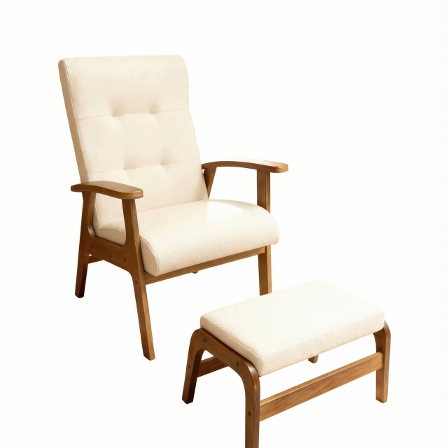 Комплект кресло + пуф орех/белый