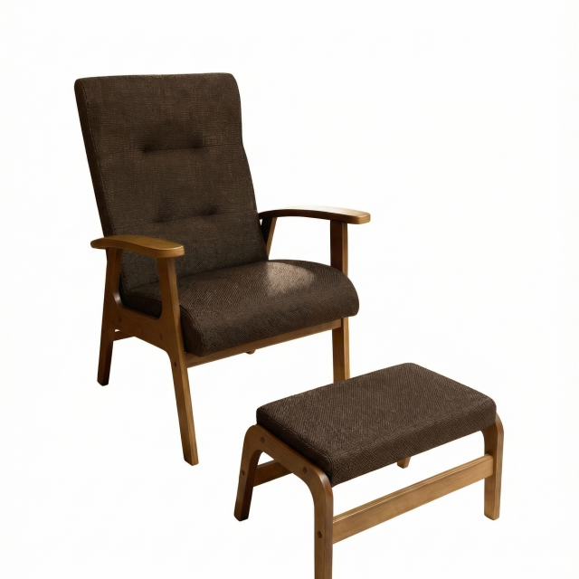 Комплект кресло + пуф орех/коричневый