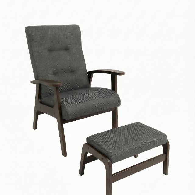 Комплект кресло + пуф, венге/серый