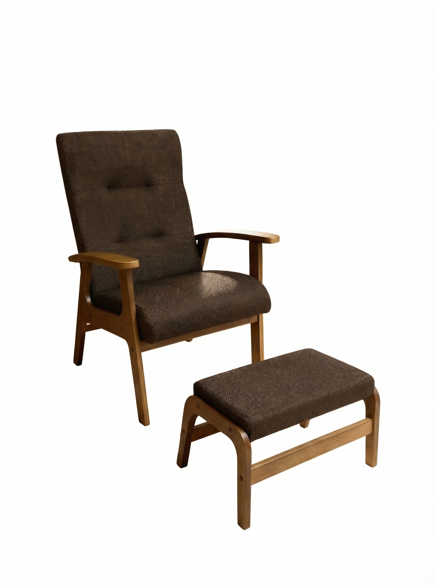 Комплект кресло + пуф орех/коричневый